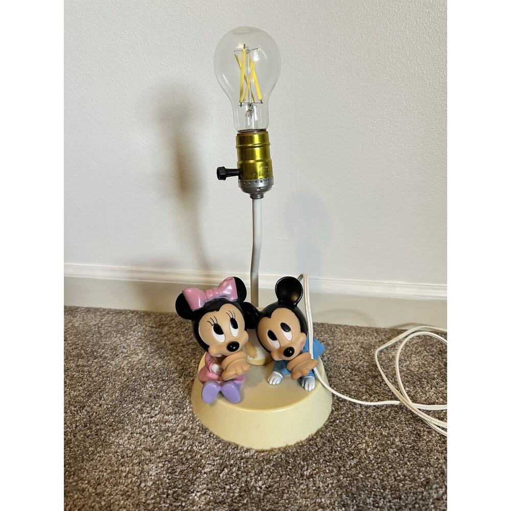 Walt Disney Baby Mickey Minnie Mouse Nursery Lamp Night Light 1984 Vintage